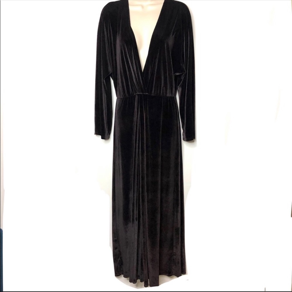 Reformation Chocolate velvet maxi dress